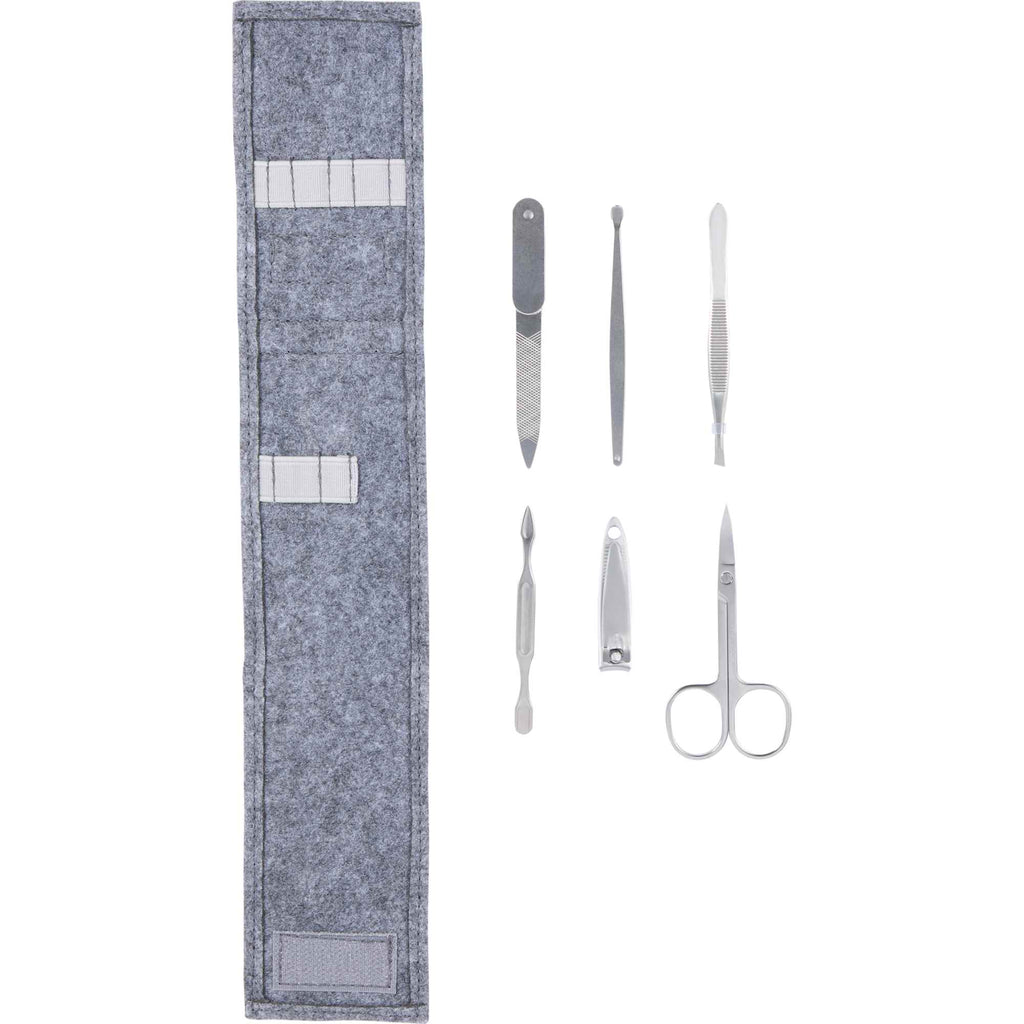 Manicure Set in a Recycled Felt Case, 6 Pieces Full Color - Charcoal - Components