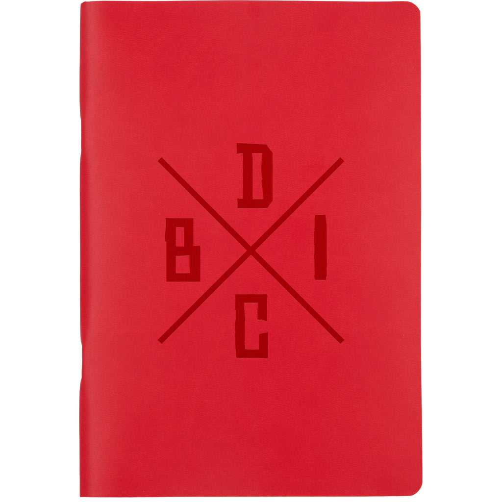 Mano Slim Meeting Journal, 5.5 x 8 Inches Debossing - Red - Front