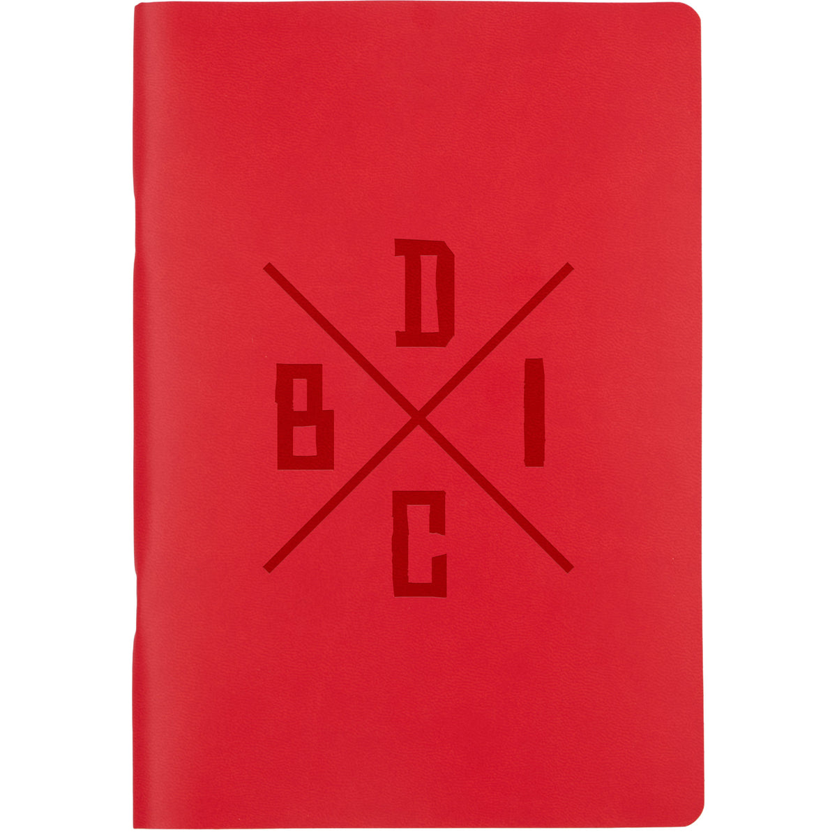 Mano Slim Meeting Journal, 5.5 x 8 Inches Debossing - Red - Front
