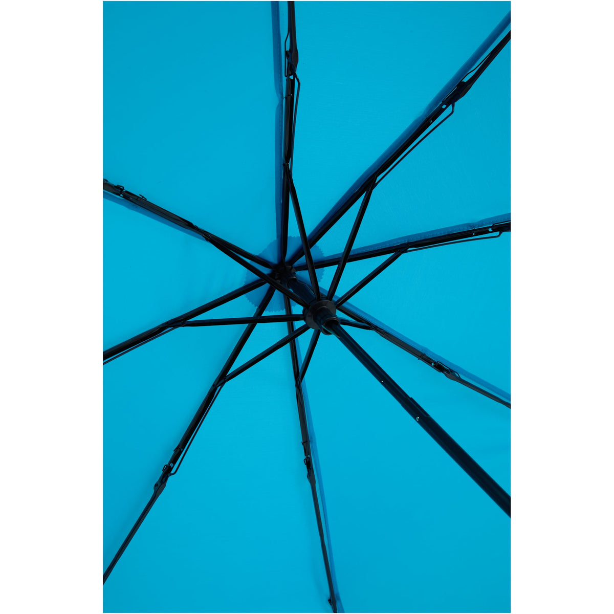 Manual Folding Umbrella with Sleeve, 42 Inch - Process Blue - Ribs