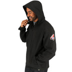 Manzano Recycled Stretch Softshell Jacket for Men Debossing - Black - On Model 3