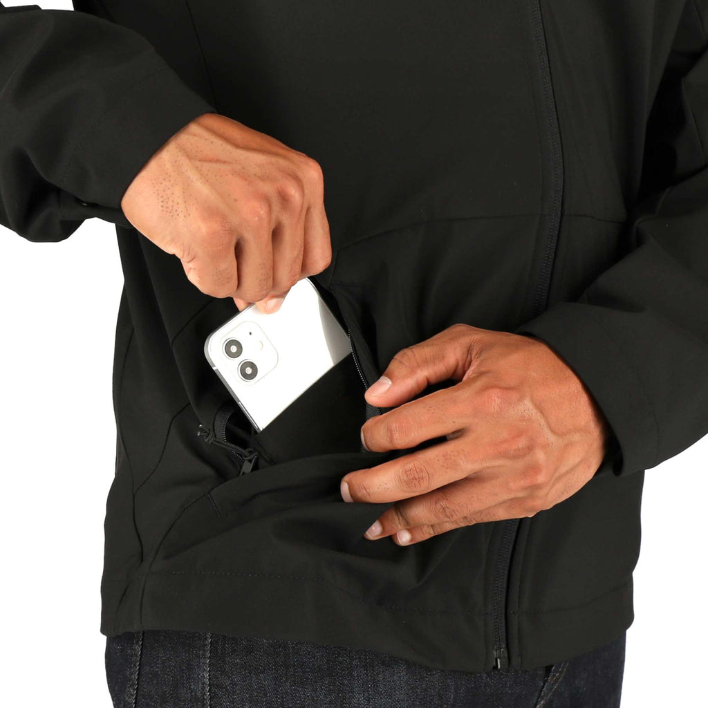 Manzano Recycled Stretch Softshell Jacket for Men Debossing - Black - On Model 5