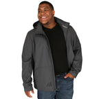 Manzano Recycled Stretch Softshell Jacket for Men Laser Engraving - Grey Storm - On Model 3
