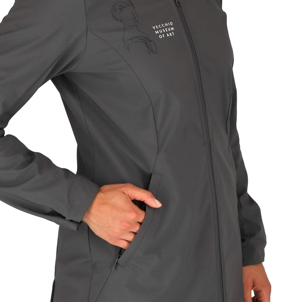 Manzano Recycled Stretch Softshell Jacket for Women Debossing - Grey Storm - On Model 10