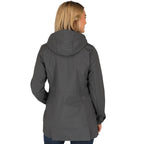 Manzano Recycled Stretch Softshell Jacket for Women Debossing - Grey Storm - On Model 6