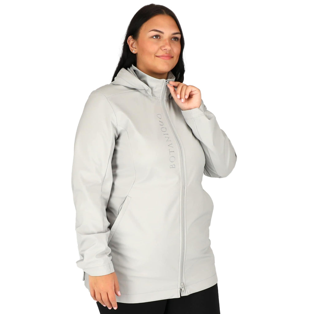 Manzano Recycled Stretch Softshell Jacket for Women Debossing - Silver - On Model 2