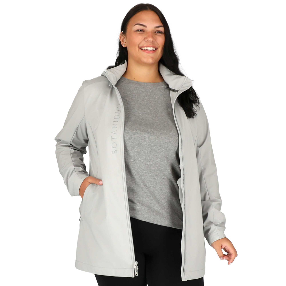 Manzano Recycled Stretch Softshell Jacket for Women Debossing - Silver - On Model 5