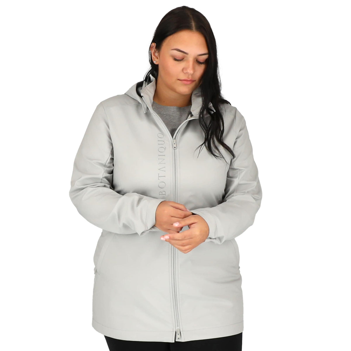 Manzano Recycled Stretch Softshell Jacket for Women Debossing - Silver - On Model