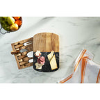 Marble and Acacia Cheese Board with Knife Drawer Laser Engraving - Natural - Front