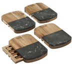 Marble and Acacia Cheese Board with Knife Drawer Laser Engraving - Natural - Left Angle 2