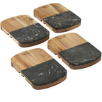Marble and Acacia Cheese Board with Knife Drawer Laser Engraving - Natural - Left Angle