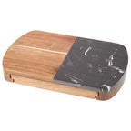 Marble and Acacia Cheese Board with Knife Drawer Laser Engraving - Natural - Photo 2