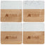 Marble and Bamboo Coasters, Set of 4 Laser Engraving - Natural/White - Front