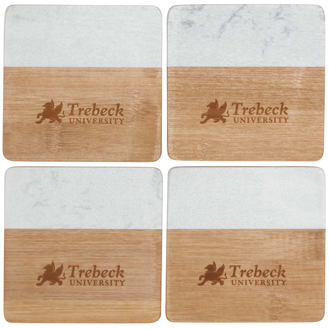 Marble and Bamboo Coasters, Set of 4 Laser Engraving
