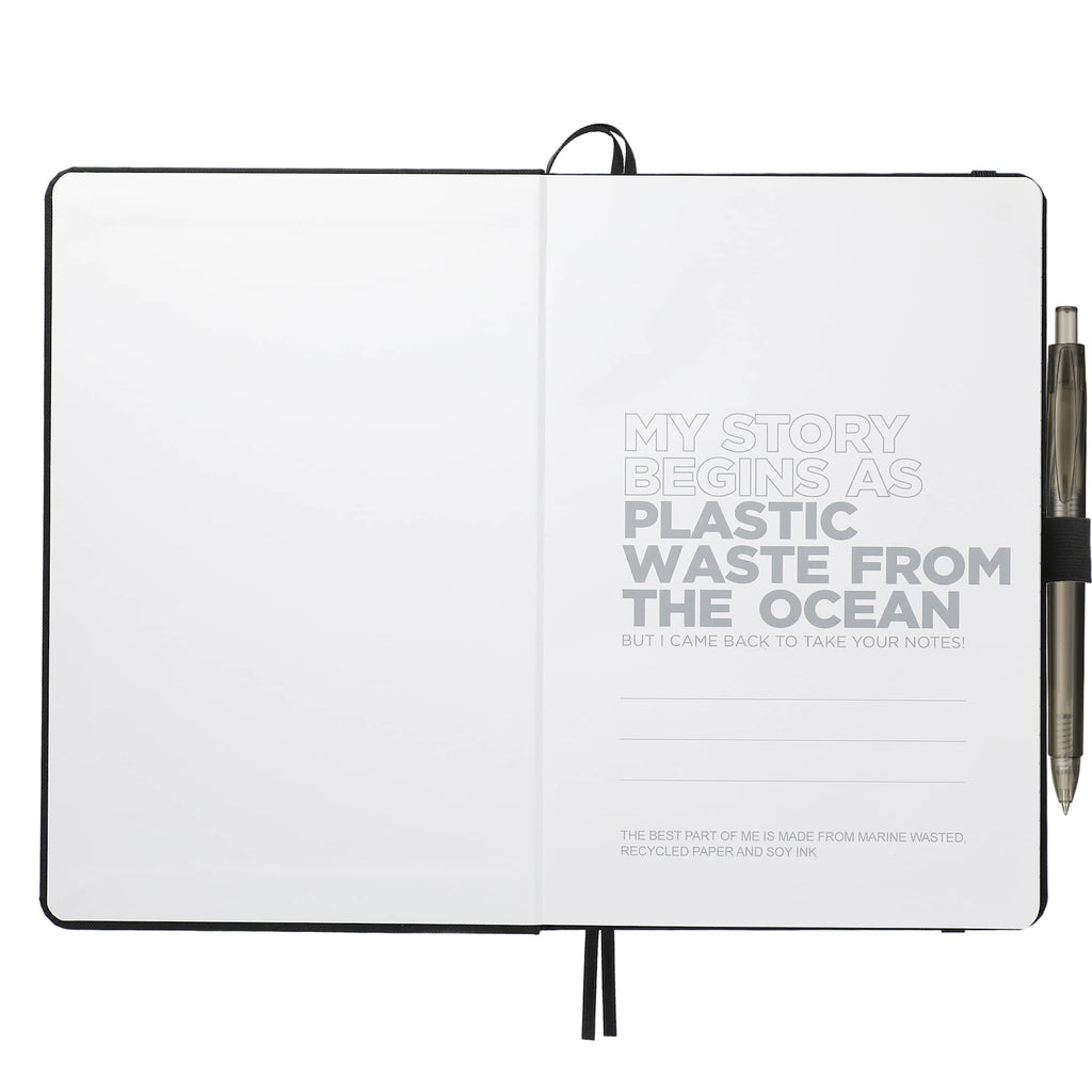 Marine Journal and Recycled Gel Pen Set, 5.5 x 8.5 Inches - Black - Front 2