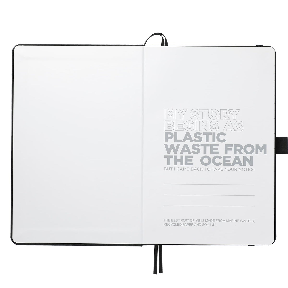 Marine Journal with Recycled Ocean Plastic Cover, 5.5 x 8.5 Inches Transfer - Black - Front 2