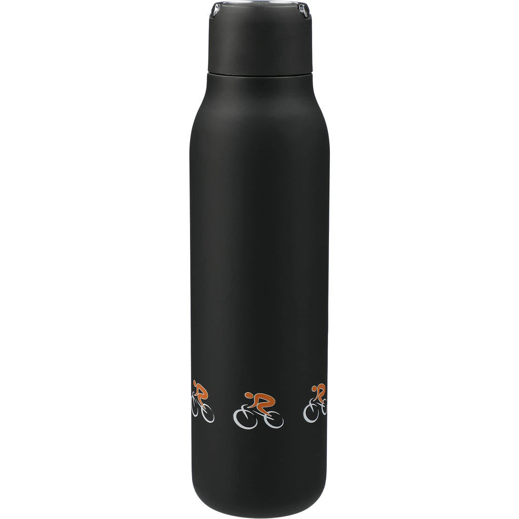Marka Copper Insulated Bottle with Metal Loop, 20 oz Laser Engraving - Black - Back