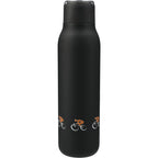 Marka Copper Insulated Bottle with Metal Loop, 20 oz Laser Engraving - Black - Back