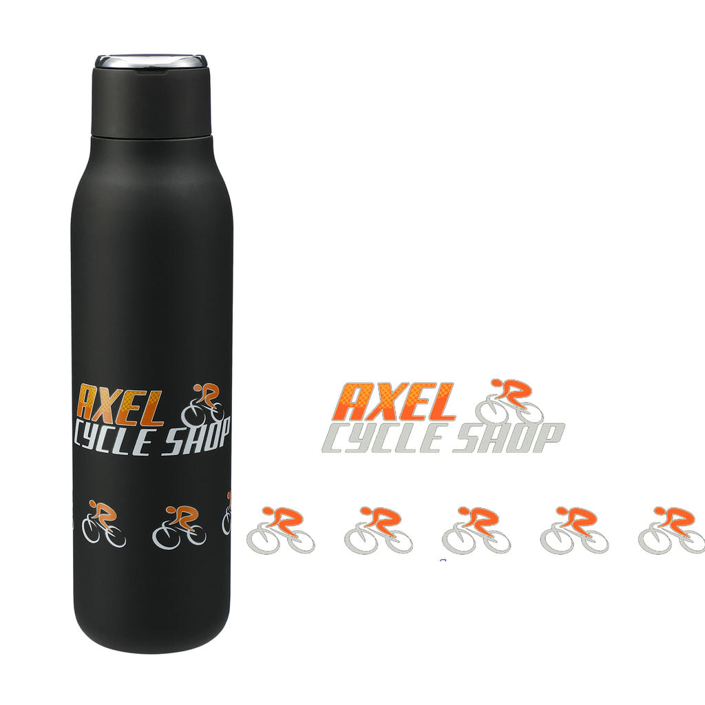 Marka Copper Insulated Bottle with Metal Loop, 20 oz Laser Engraving - Black - Front 2