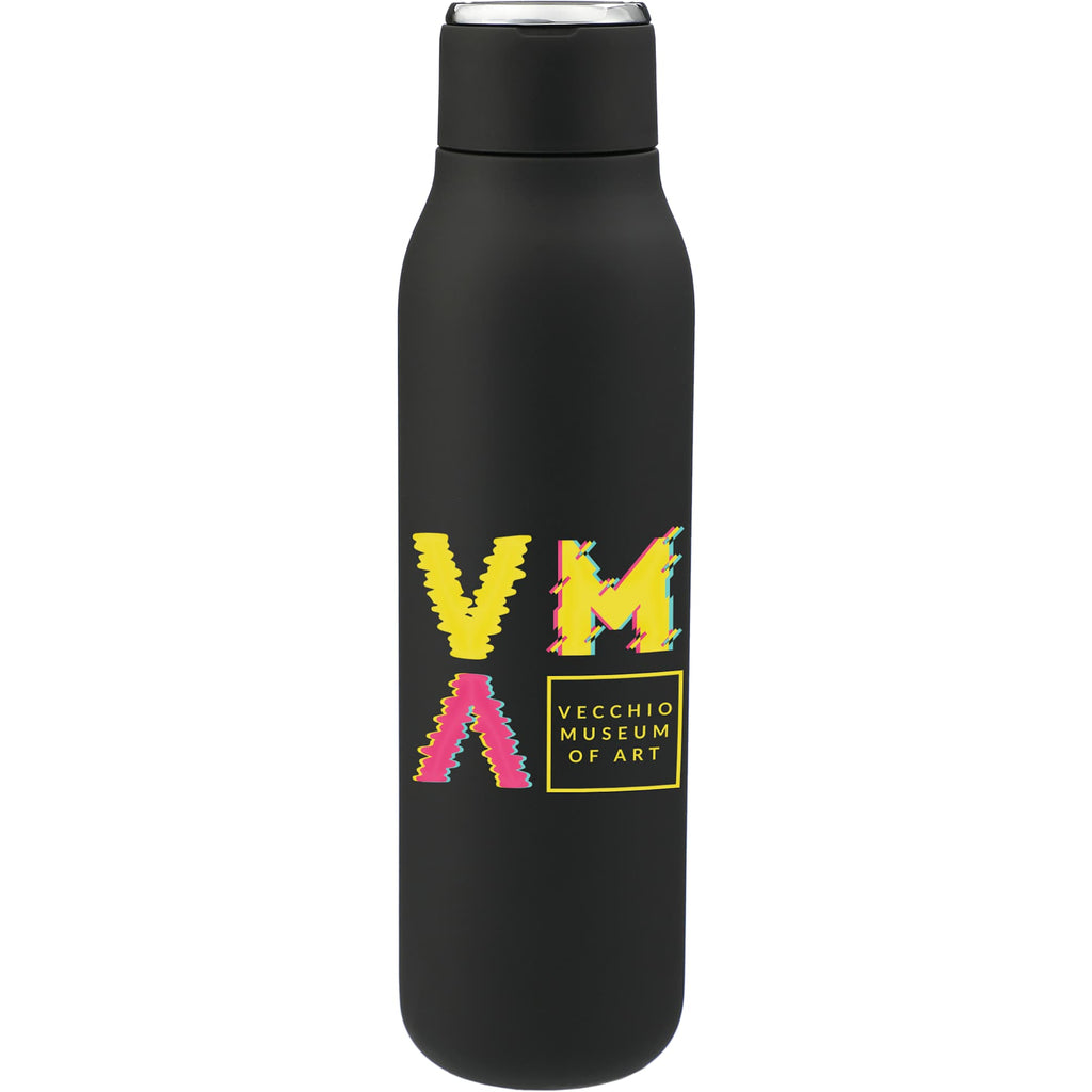 Marka Copper Insulated Bottle with Metal Loop, 20 oz Laser Engraving - Black - Front 3