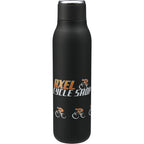 Marka Copper Insulated Bottle with Metal Loop, 20 oz Laser Engraving - Black - Front