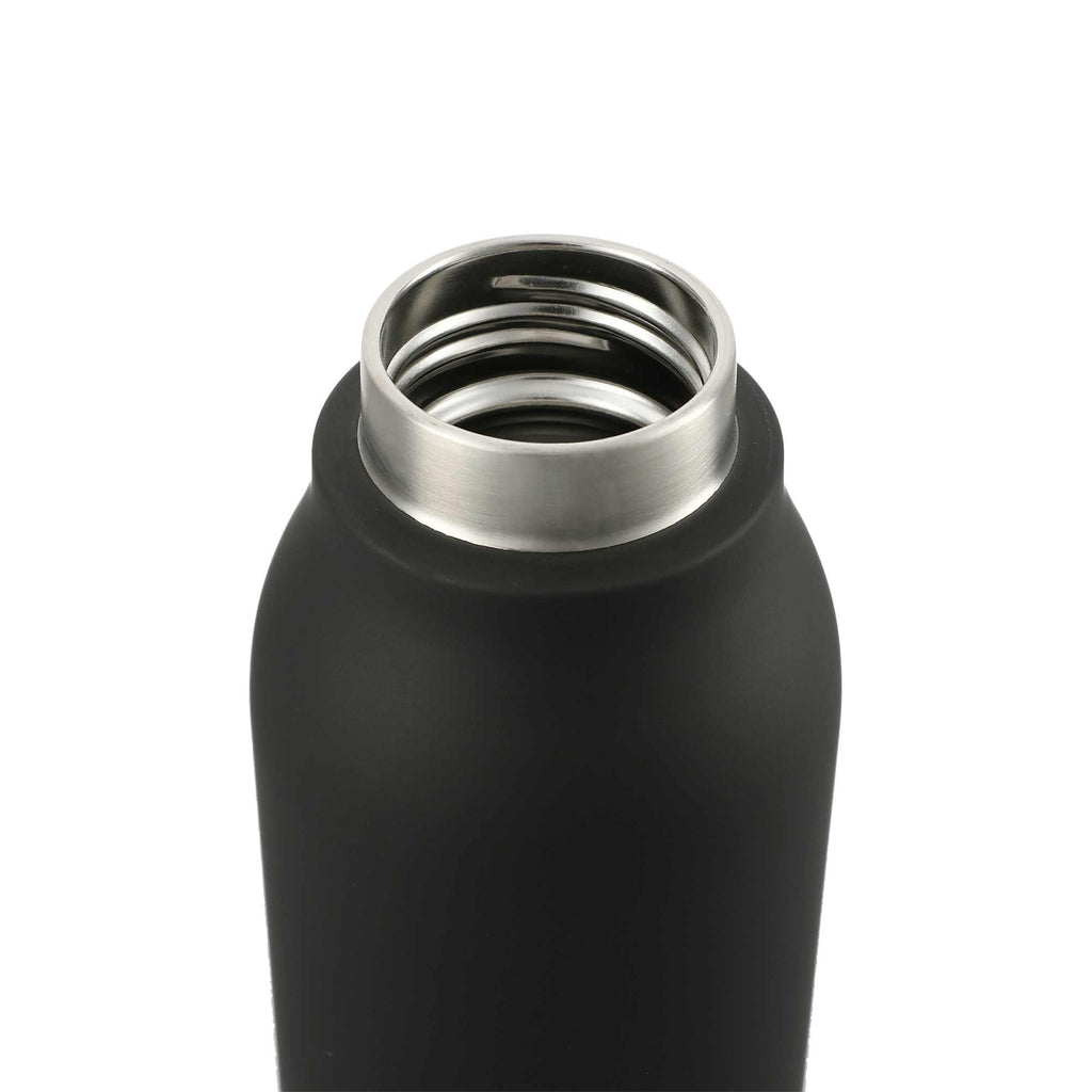 Marka Copper Insulated Bottle with Metal Loop, 20 oz Laser Engraving - Black - Top Open