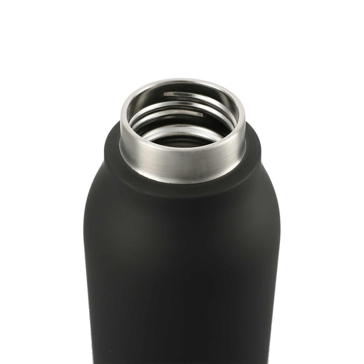 Marka Copper Insulated Bottle with Metal Loop, 20 oz Laser Engraving - Black - Top Open