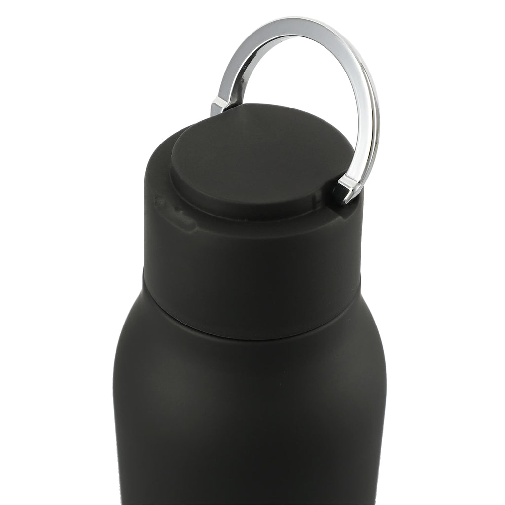 Marka Copper Insulated Bottle with Metal Loop, 20 oz Laser Engraving - Black - Top