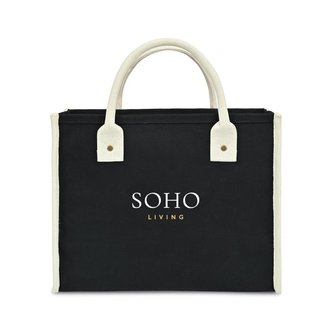 Market Street Cotton Canvas Tote with Brass Rivets Embroidery