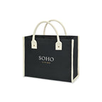 Market Street Cotton Canvas Tote with Brass Rivets Embroidery - Black - View 2