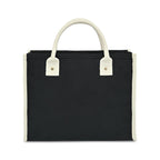 Market Street Cotton Canvas Tote with Brass Rivets Embroidery - Black - View 4