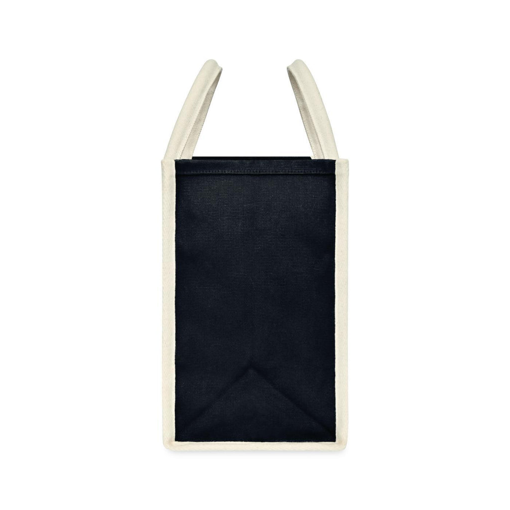 Market Street Cotton Canvas Tote with Brass Rivets Embroidery - Black - View 5