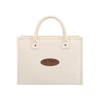 Market Street Cotton Canvas Tote with Brass Rivets Embroidery - Natural - View 2