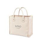 Market Street Cotton Canvas Tote with Brass Rivets Embroidery - Natural - View 3