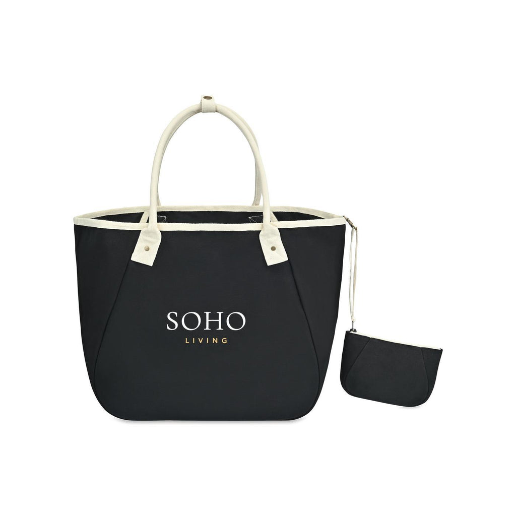 Market Street Tapered Canvas Carryall with Wristlet Pouch Embroidery - Black - View 3
