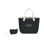 Market Street Tapered Canvas Carryall with Wristlet Pouch Embroidery - Black - View 5