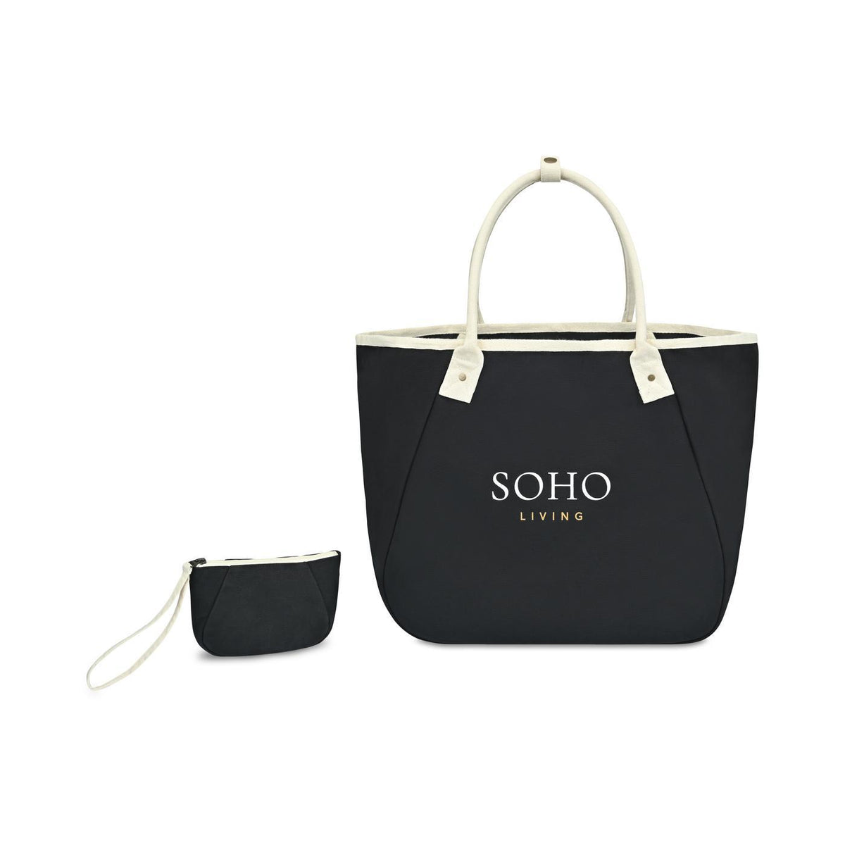 Market Street Tapered Canvas Carryall with Wristlet Pouch Embroidery - Black - View 5