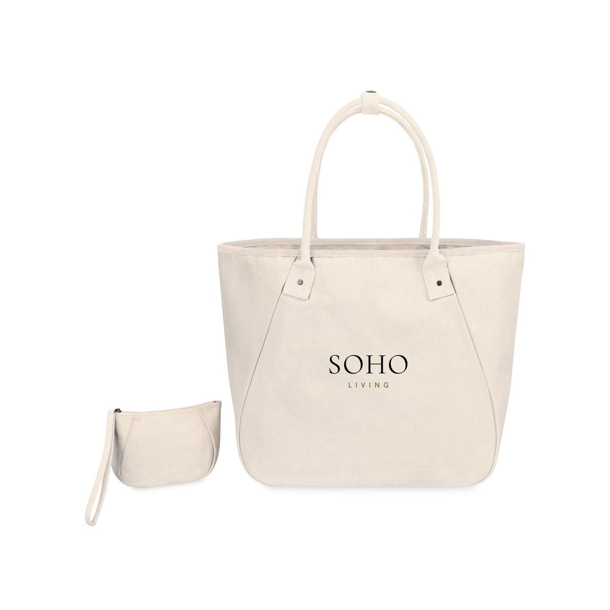 Market Street Tapered Canvas Carryall with Wristlet Pouch Embroidery - Natural - View 2
