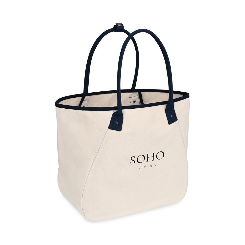 Market Street Tapered Canvas Carryall with Wristlet Pouch Embroidery - Navy - View 4