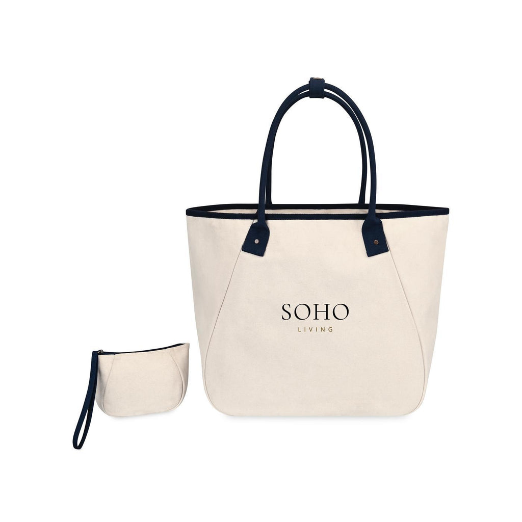 Market Street Tapered Canvas Carryall with Wristlet Pouch Embroidery - Navy - View 5
