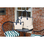 Market Street Tapered Canvas Carryall with Wristlet Pouch Embroidery - Navy - View 9