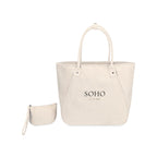 Market Street Tapered Canvas Carryall with Wristlet Pouch Transfer - Natural - View 2