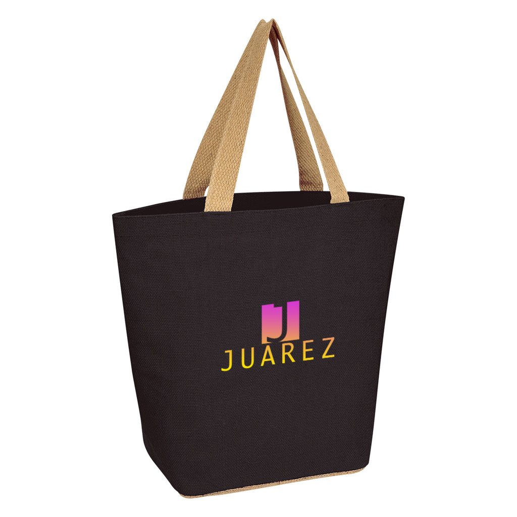 Marketplace Tote Bag in Jute Embroidery - Black - Colorbrite