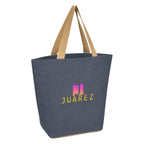 Marketplace Tote Bag in Jute Embroidery - Navy - Colorbrite