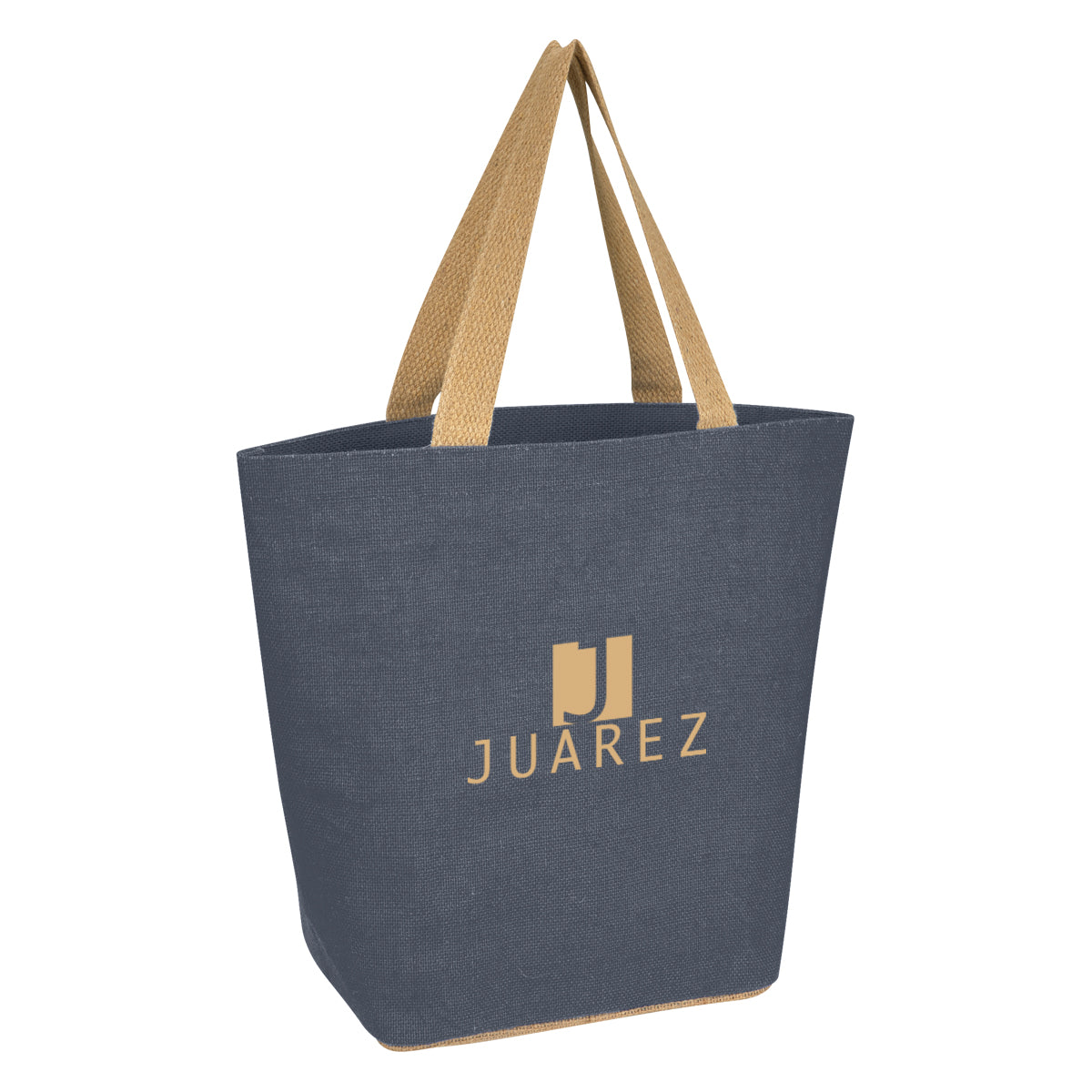 Marketplace Tote Bag in Jute Embroidery - Navy - Silk Screen