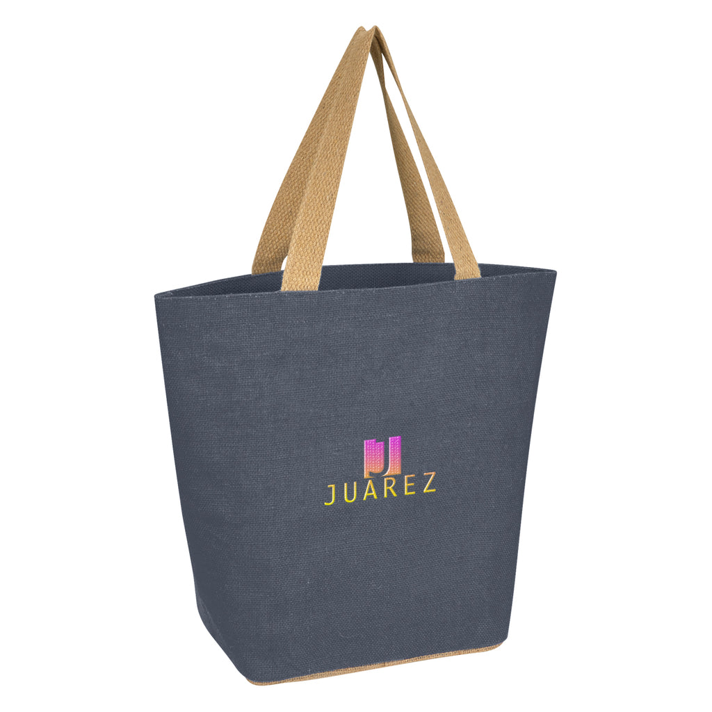 Marketplace Tote Bag in Jute - Navy - Embroidery