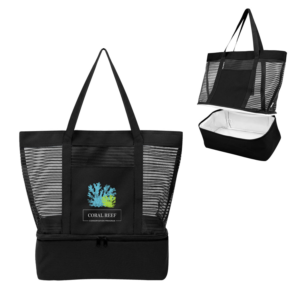 Marley Tote Bag with Cooler Compartment Full Color - Black - Colorbrite
