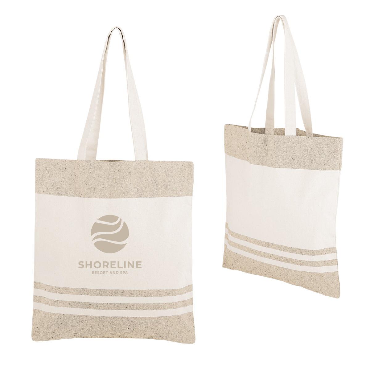 Marlo Recycled Cotton Tote Bag, 10 oz Embroidery - Natural with Beige - Silk Screen