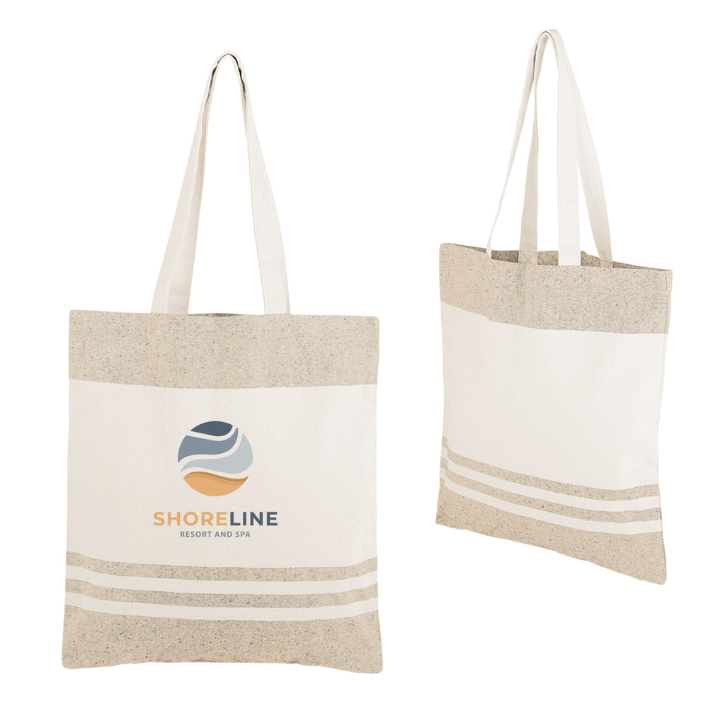 Marlo Recycled Cotton Tote Bag, 10 oz - Natural with Beige - Colorbrite