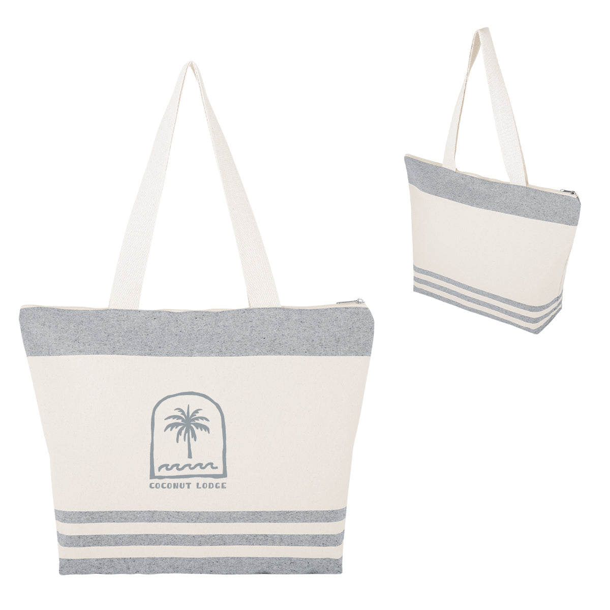 Marlo Recycled Cotton Zippered Tote Bag, 10 oz Embroidery - Navy - Silk Screen